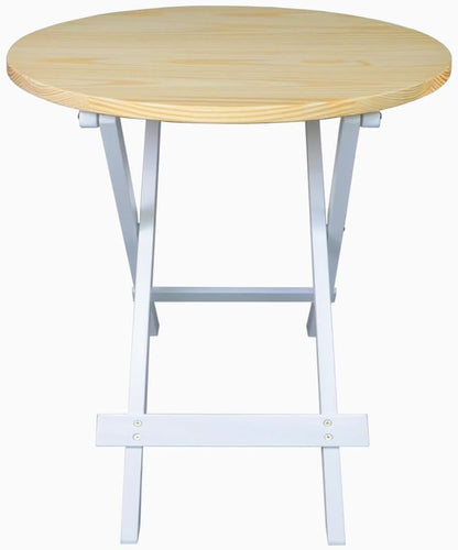 100% Solid Wood 23.5" W Round Folding Side Table for Dining, Patio, Living Room, No Assembly Required