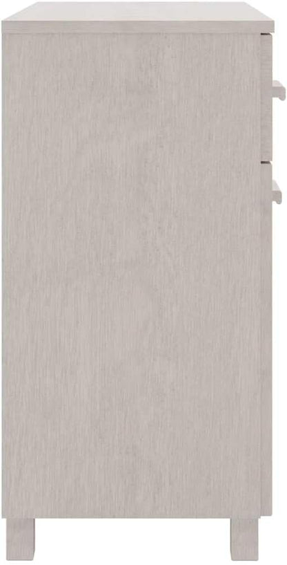 White Sideboard Buffet Cabinet, Solid Pine Wood Storage Credenza with Doors and Drawers, Modern Accent Cupboard Console for Dining Living Room, 31.1 x 15.7 x 31.5 in