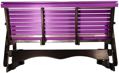 5 FT Purple Amish-Made Porch Glider – 1000 lb Heavy-Duty Poly Lumber wood Roll Back Glider – USA Crafted HDPE Outdoor Seating Furniture - Stainless Steel Hardware – Smooth, Quiet Glide - CupHolders