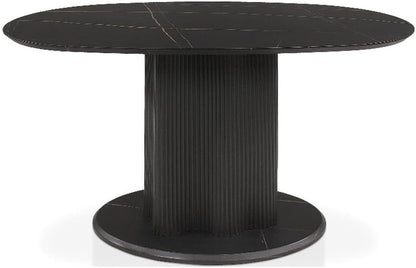 Homes: Inside + Out Elara Modern 54-inch Oval Dining Table with Fluted Pedestal Base, Seats up to 4, for Home Kitchen, Living Room, Black