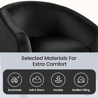 Yaheetech Compact Velvet Accent Chairs Set of 2 for Small Spaces, Black | Compact Cozy Barrel Chairs with a Curved Silhouette, Upholstered Furry Armchair for Small Spaces, Living Room Bedroom Corner