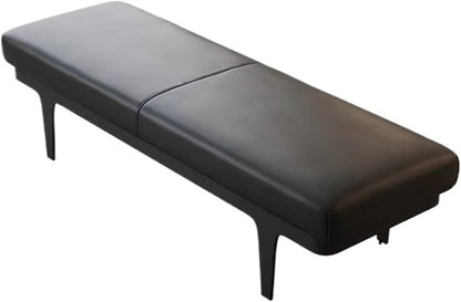 Modern Black PU Leather Modern Ottoman Bench, Upholstered Bedroom Benches Footrest Stool Indoor for Entryway Living Room Dining Entryway(140 * 45 * 42cm)