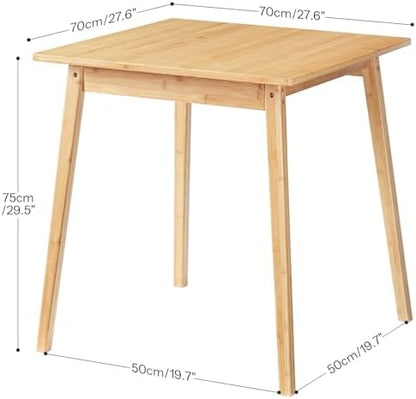 HOOBRO Bamboo Dining Table, Square Dining Table for 2, 27.6" Kitchen Table for Small Space, Writing Table, Easy to Assemble, for Dining Room, Living Room, Office, Kitchen, Natural YL70CZ01G1