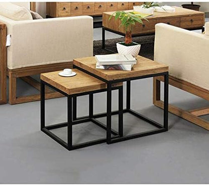 Telephone Table, Nesting Table,Small Wooden Table,Small Apartment Sofa/Telephone Side Table,Table Set,2 Pcs(Black-2 pcs