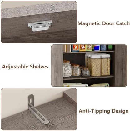 BORNOON Pantry Organizers and Storage Cabinet, 71” Barn Door White Kitchen Cabinet with Drawers and Adjustable Shelf, Tall Pantry for Kitchen, Dining Room, Living Room. Bathroom and Office