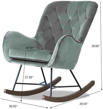 Upholstered Rocker, Mid Century Modern Gliding Accent Chair with Soft Foam Seat for Bedroom Balcony, Comfy Armchair, Dark Grey