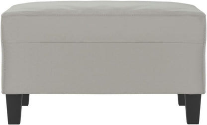 Modern Microfiber Footstool Light Gray 27.6x21.7x16.1 Inches, Sturdy Plywood Frame for Living Room or Bedroom