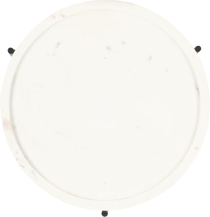 SAFAVIEH Home Collection - Bavaria Side Table, Round White Marble Tray Top with Black Metal Base, Fully Assembled (ACC3729A)