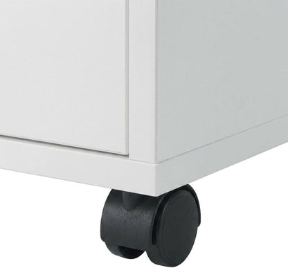 Furnifact White Tall Mobile Storage Cabinet, Multi-Storage Rolling Pantry, Contemporary Design, Durable Steel Frame, Easy Mobility and Spacious Organization