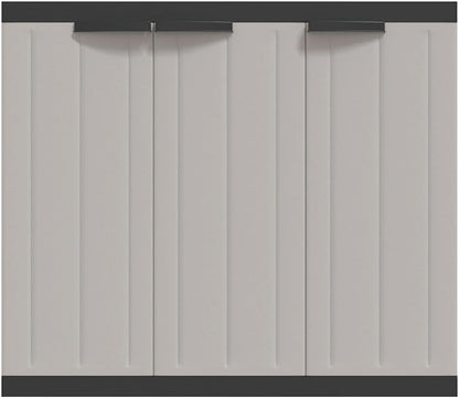 Locking Outdoor Storage Cabinet with Shelves Adjustable Shelf Modern Outdoor Storage Cabinet for Balcony Gray Black Polypropylene Medium
