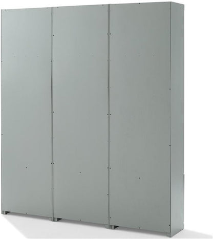 Pemberly Row Modern Wood/Metal Pantry Closets, 74" H x 66" W x 12.5" D, Distressed Gray Finish, Set of 3 Modular Cabinets with Adjustable Shelves, Drawers, Hooks, Traditional or Farmhouse Style