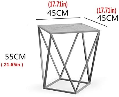 Telephone Table, Modern Living Room Marble Square Coffee Table,Metal Industry Side Table,Telephone Table,21.65 Inch Tall,Gold,Black (Color:Black,Size:17.7117.7121.65in)