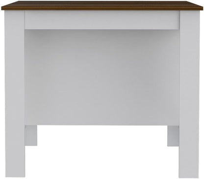 Tuhome Furniture Cala Modern Engineered Wood Kitchen Islands with Large Table Top & 3 Storage Shelves, Easy Assembly, in White/Walnut Finish