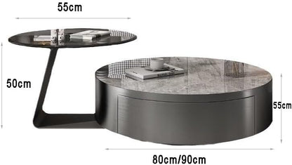 Coffee Tables Rock Slab Coffee Table, Simple Living Room, Italian-Style Small Apartment, Round Side Table, Tea Table Coffee Tables for Living Room(90x90x32cm)