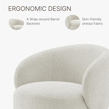 KISLOT Swivel Accent Chair Round Barrel Armchair Upholstered Performance Fabric for Living Room Bedroom Reading Waitingroom,2 PCS,Cream