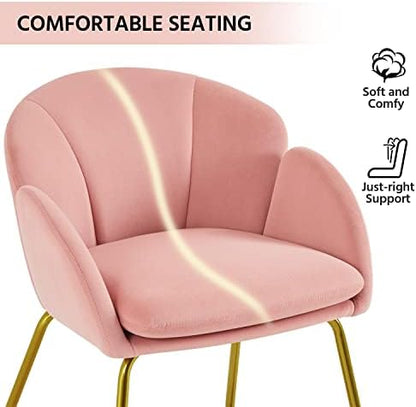 Yaheetech Flower Shape Vanity Chair with Petal Armrests, Pink