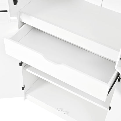 72" Tall Kitchen Pantry with Hidden Drawer, 8 Door Shelves & 3 Adjustable Shelves Farmhouse Cabinet, Versatile Cupboard for Kitchen, Dining & Bathroom (White)