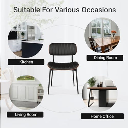 Modern Dining Chairs Set of 4,Upholstered PU Leather Kitchen Chairs,Black