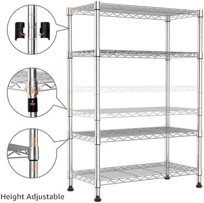 M MZG 1000 lbs Storage Shelving Steel Heavy Duty 4-Tier Utility Shelving Unit Steel Organizer Wire Rack for Home,Kitchen,Office,Chrome (13.7" D x 29.5" W x 47.2" H)