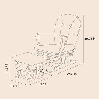 Storkcraft Premium Hoop Glider & Ottoman, White/Pink
