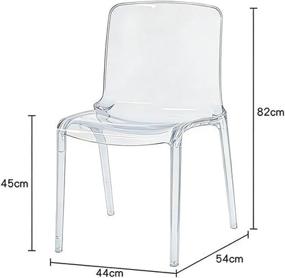 Etlegor Transparent Acrylic Dining Chair, Curved Backrest Kitchen Chairs Ladies Dressing Stool for Kitchen, Dining Room and Home Decor(Clear,2PCS)