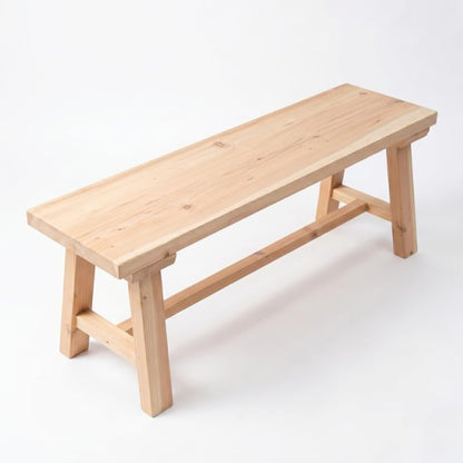 43" Farmhouse Solid Wood Bench Narrow Dining Bench Heavy Duty Entryway Bench Seat for Living Room, Bedroom & Mudroom Natural Wood Grain Finish