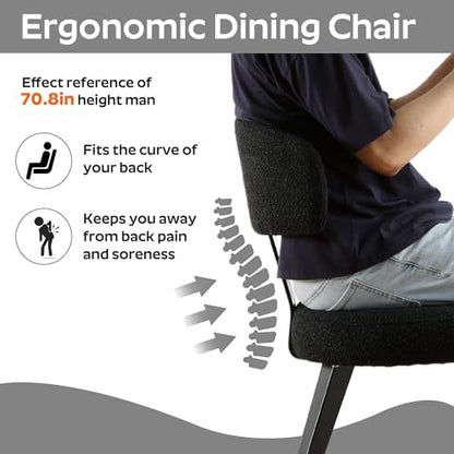 Boucle Chairs Set of 6, Modern Black Upholstered Dining Chairs with Black Metal Legs, Boucle Dining Chairs with Curved Backrest for Dining Room, Kitchen(Only Chairs)