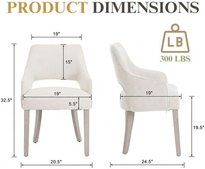 Dining Chairs Set of 6 Linen Upholstered Accent Kitchen Chair with Hollow Back/Padded Seat/Wood Legs for Dining Room Restaurant Home Decor, Beige