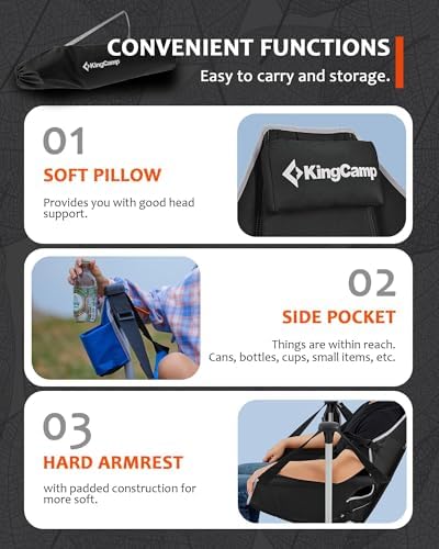 KingCamp Hammock Camping Chair, 400lbs Heavy Duty Swing Chairs for Adults | Portable Camp Chair, Oversized Folding Rocker, 10.3lbs Aluminum Frame, Adjustable recline for Outdoor Beach Patio RV Sport