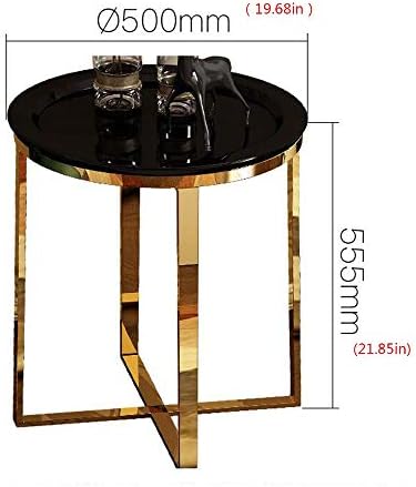 Telephone Table, Living Room Sofa Side Table,Tray Side Table,Golden Coffee Table,Small Round Table,Stainless Steel Side Table,Telephone Tables,2 Colors (Color:Gold+Black,