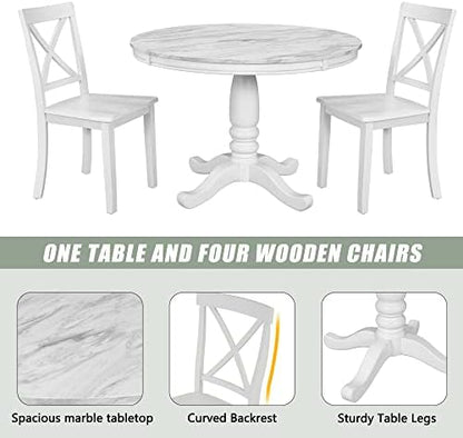 Harper & Bright Designs 5 Pieces Dining Table and Chairs Set for 4 Persons, Kitchen Room Solid Wood Table with 4 Chairs