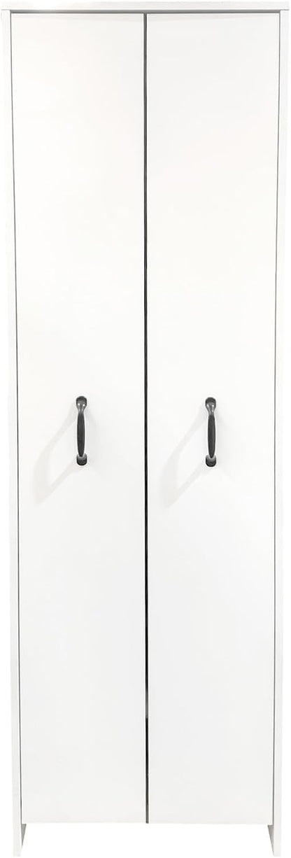 JOYSOURCE Tall Kitchen Pantry Cabinet with Pull-Out Shelves Large 2- Door Free Standing Storage Cabinet for Food, Spice White