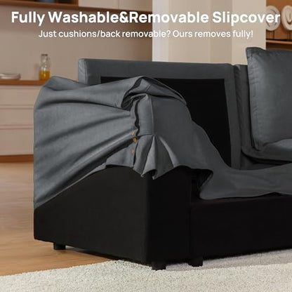 162" Washable Oversized Modular Sectional Sofa Couches for Living Room,Grey | Waterproof Performance Fabric, Cloud Couch Sectional with Fully Removable Cover, 4-Seater with 2 Storage Ottoman, U-Shaped