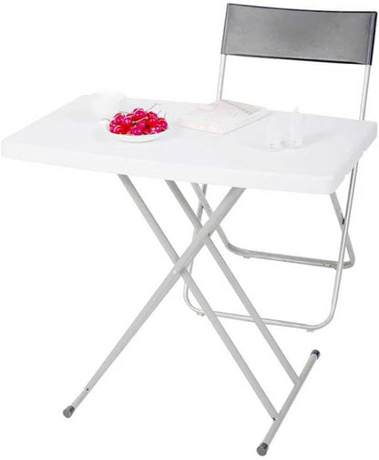 30 Inch - Small Desk Adjustable Height TV Tray for Laptop,Couch, Camping - Heavy Duty Utility Foldable Table for Small Spaces, Portable White Granite Folding Table