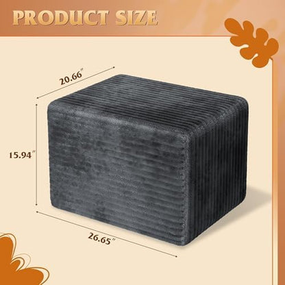 WLIVE 26'' Ottoman, Lightweight, Movable Foot Rest Stool for Living Room, Grey