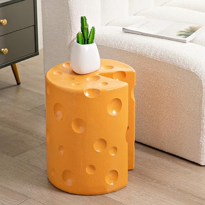 Cheese Shaped Resin Footrest Stool, Cartoon Accent Seat for Bedroom Decor, Lightweight Garden Ottoman Side Table with Anti-Slip Base, Easy Care Home Furniture Accessory