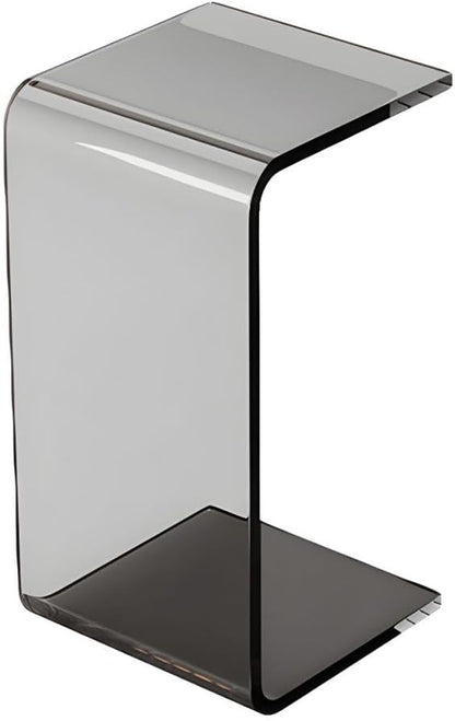 Side Table,C Shaped End Table, Acrylic Sofa Side Table, Bedside Table for Bedroom Small Modern Coffee Table Suitable for Living Room (Smoke Gray)