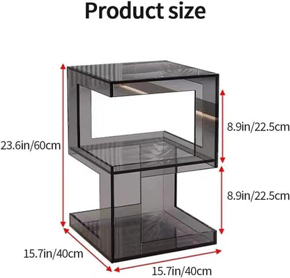 Acrylic Side Table, Clear Coffee Table with Storage, Multifunctional End Table, Acrylic Nightstand, Home Accent Table for Living Room Bedroom(Red)