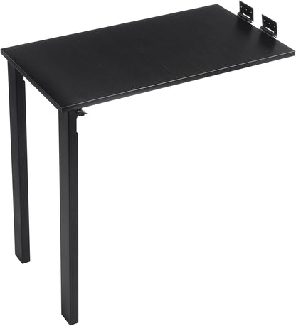 Wall Mounted Folding Table, Solid Wood Multi-Layer Fold Down Desk 132lbs Load-Bearing, Space-Saving for Kitchen, Home Office & Small Spaces (Black)