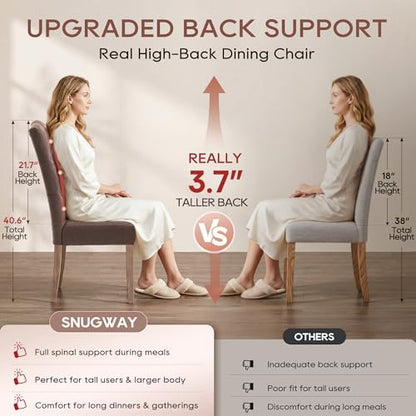 Tufted Dining Chair Fabric Button Upholstered Modern Kitchen Diner Set of 2 | Sturdy Wood Legs, Button High Back Side Chair, Living Room Restaurant Farmhouse Cafe, Mid Century Parsons Accent Stylish