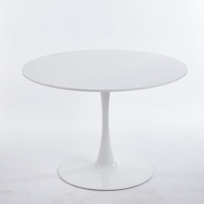 42.1" Round Dining Table Mid Century Modern Tulip Table Kitchen Dining Table for 4 People with MDF Tabletop & Pedestal Base for Coffee Office Living Room Dining Room (White)