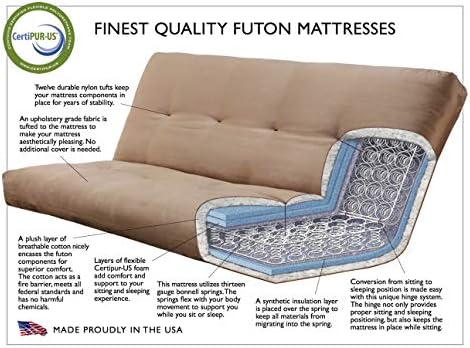Kodiak Furniture Monterey Futon Set with Barbados Finish, Full, Linen Charcoal