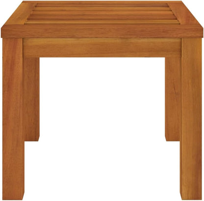 Solid Acacia Wood Garden Stools with Cushions 2 Pcs, 15.7x15.7x16.5 Inch Outdoor Stools for Patio Terrace