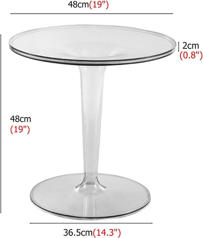Mesa Auxiliar Round Acrylic Side Table w/Removable Tabletop Contemporary Small Accent End Table Easy to Clean for Home Bedroom Office Sofa