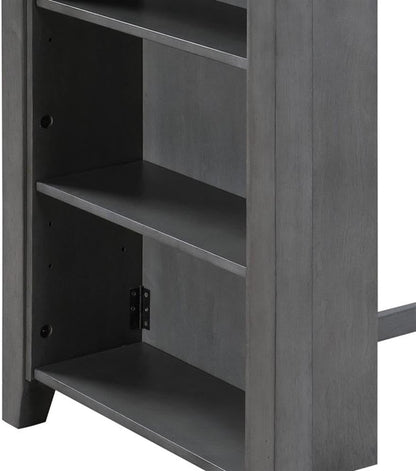 Lilola Home Graham 3-Piece Gray Finish Small Space Counter Height Dining Set with USB Charging Ports, Storage Shelves, and 2 Upholstered Chairs — Space-Saving Table & Chair Set for Apartments