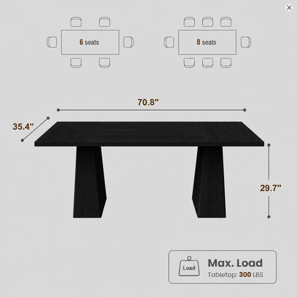 GAOMON Farmhouse Dining Table for 6-8 People, Farmhouse Dining Table, 71 in Long Kitchen Tables with Wooden Sturdy Legs, 6 ft Large Rectangular Counter for Dinner, Kitchen, Dining Room（Only Table）