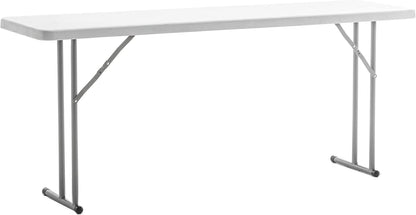 BTExpert 5-Foot Narrow Plastic Folding Training Table, 60” x 18” Portable Commercial Seminar Table, 29” Height, White, Lightweight Indoor Outdoor Event Utility Table