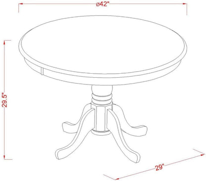 HomeStock 5 Piece Dinette Set for 4 Includes a Round Dining Table with Pedestal and 4 Dining Room Chairs, 42x42 Inch,Mahogany