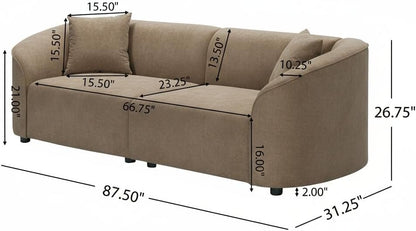 87" Curved Contemporary Sofa in Brown: Plush Seating, Streamlined Design, and Durable Frame – Ideal for Stylish Living Spaces (Brown#40)