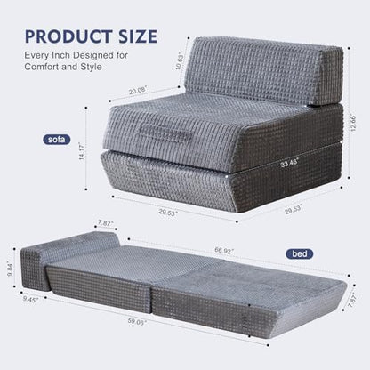 Snug Sofee Futon Sofa Bed, Convertible Sleeper Chair, Floor Mattress, Gray | Convertible futon sofa bed with removable zippered back support. Creates a comfortable floor bed for guests, living rooms.